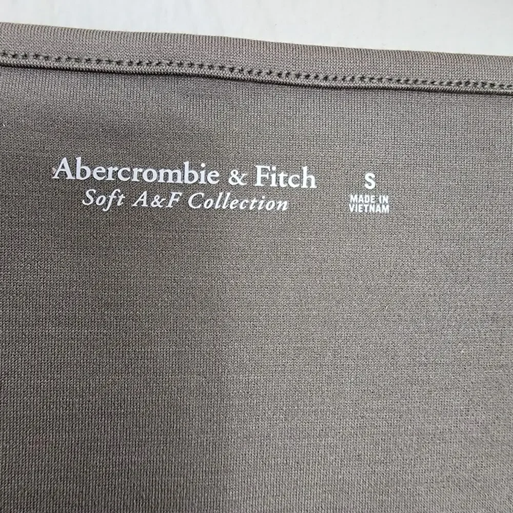 Abercrombie & Fitch Square Neck Long Sleeve Bodysuit NWT Taupe Gray Small
